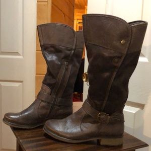 Dark brown wide calf knee high boots